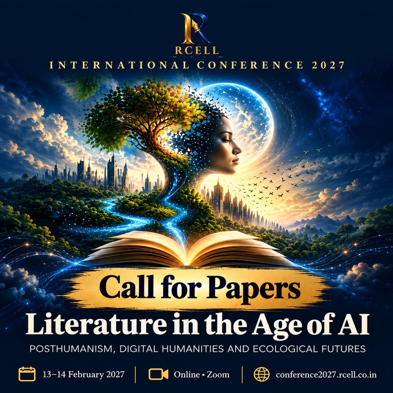 Call for papers poster: RCELL International Conference 2027, Literature in the Age of AI, online, 13–14 February 2027.